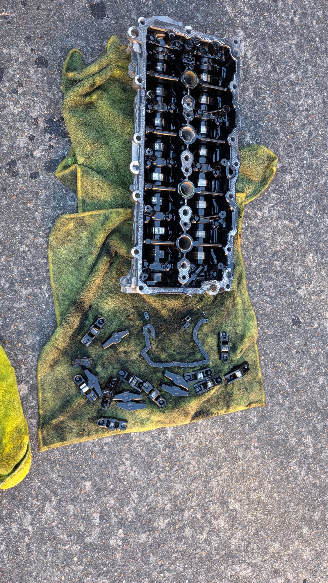 Cylinder head removed with rocker arms